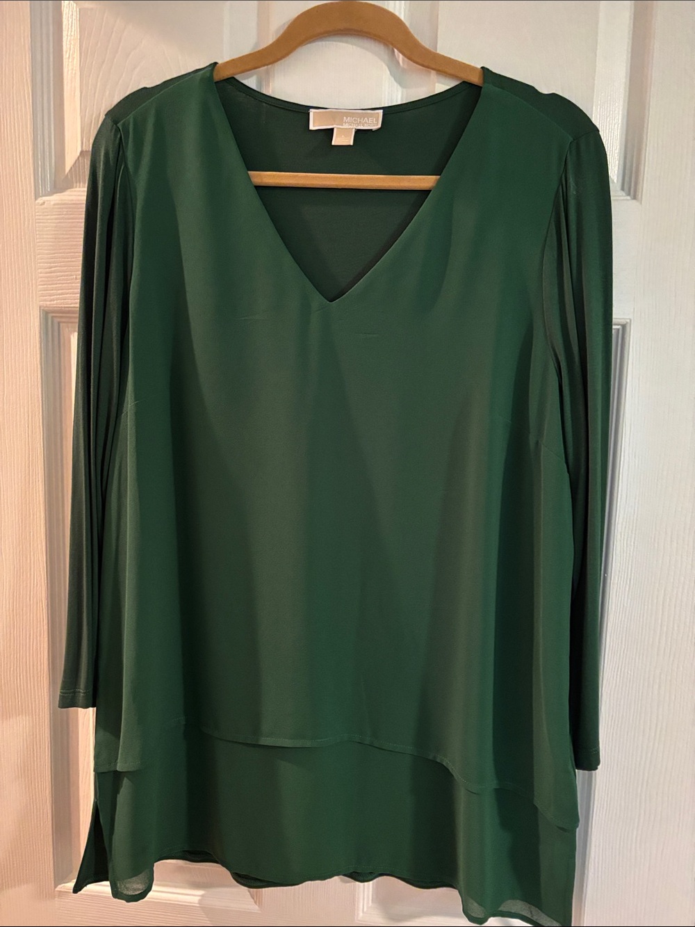 Michael Kors Forest Green V-Neck Long Sleeve Tunic top
